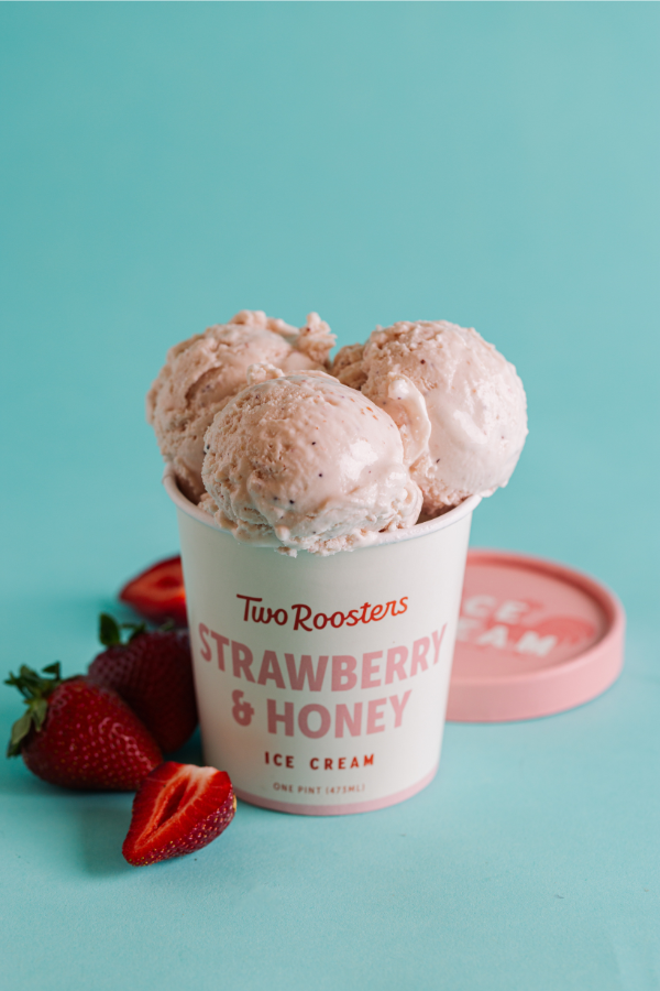 Strawberry and Honey (Pint) | Two Roosters Ice Cream